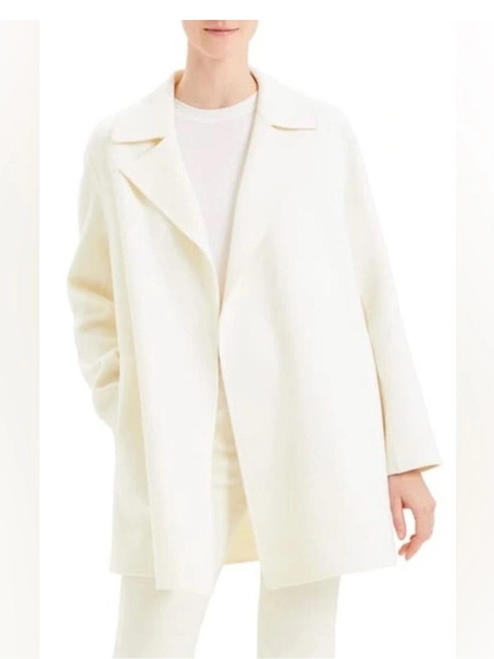 Theory Clairene Open Front Wool Cashmere Blend Jacket Blazer Ivory